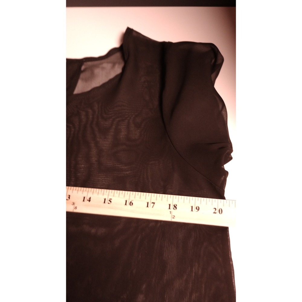 Kirra Black Sheer Blouse Sz L Flowy Crossover Back Whimsigoth Dark Romance Party - Picture 7 of 8